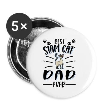 Siamkatze Papa Siam Cat Dad Siamesische Katze - Buttons klein 25 mm (5er Pack) - Weiß - Vorne