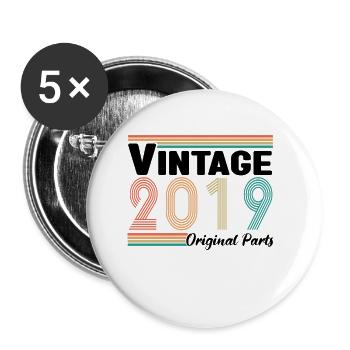 Vintage 2019 Anniversary Retro Gift - Buttons small 1''/25 mm (5-pack) - white - Front