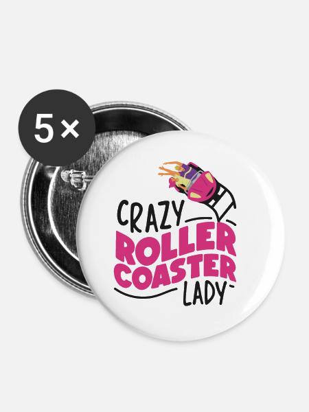 Roller Coaster Girl Crazy Roller - Buttons klein 25 mm (5er Pack) - Weiß