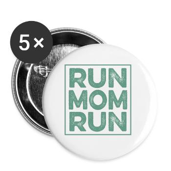 rennen mama mom - Buttons klein 25 mm (5er Pack) - Weiß - Vorne