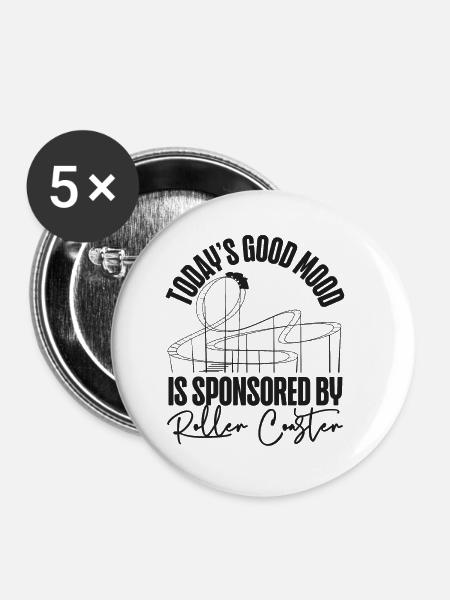Roller Coaster Today's Good Mood - Buttons klein 25 mm (5er Pack) - Weiß