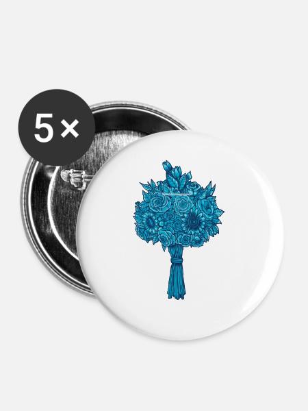 Blumenstrauß - Buttons klein 25 mm (5er Pack) - Weiß