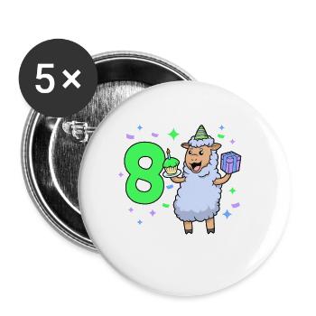 Mit Schaf - Mädchen Geburtstag 8 Jahre - Buttons klein 25 mm (5er Pack) - Weiß - Vorne
