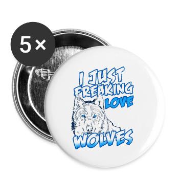 Je viens d’aimer les loups rétro vintage - Lot de 5 petits badges (25 mm) - blanc - Devant