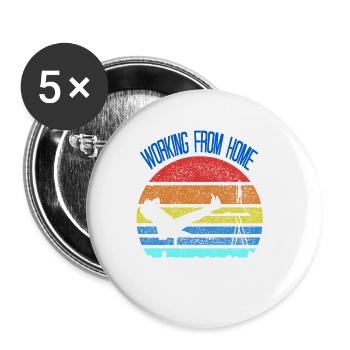 Working From Pants Optional Funny Retro Designs - Buttons small 1''/25 mm (5-pack) - white - Front