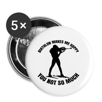 Biathlon Skier Gift Biathlete Winter Sports - Buttons small 1''/25 mm (5-pack) - white - Front