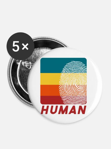 Human Fingerprint - Buttons klein 25 mm (5er Pack) - Weiß