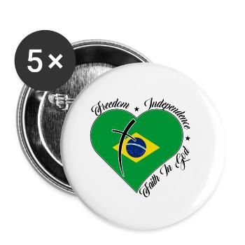 Freiheit Glaube An Gott - Brasilien - Buttons klein 25 mm (5er Pack) - Weiß - Vorne