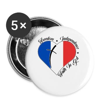 Freiheit Glaube An Gott - Frankreich - Buttons klein 25 mm (5er Pack) - Weiß - Vorne