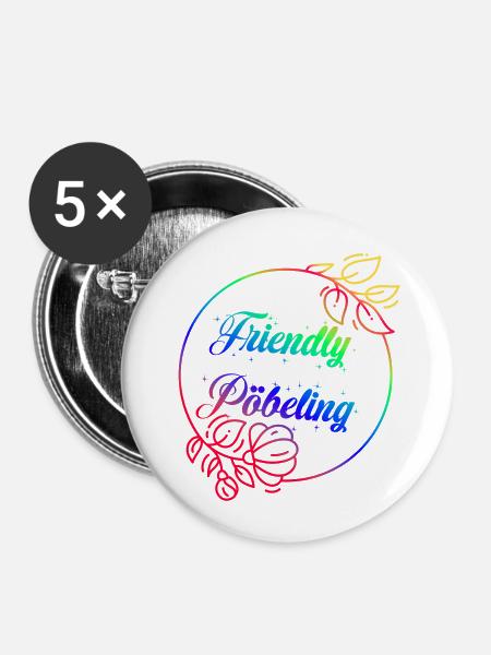 FriendlyPöbeling Rainbow - Buttons klein 25 mm (5er Pack) - Weiß