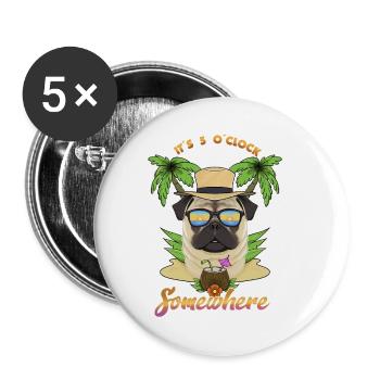 C’est 5 OClock quelque part en train de boire du carlin - Lot de 5 petits badges (25 mm) - blanc - Devant