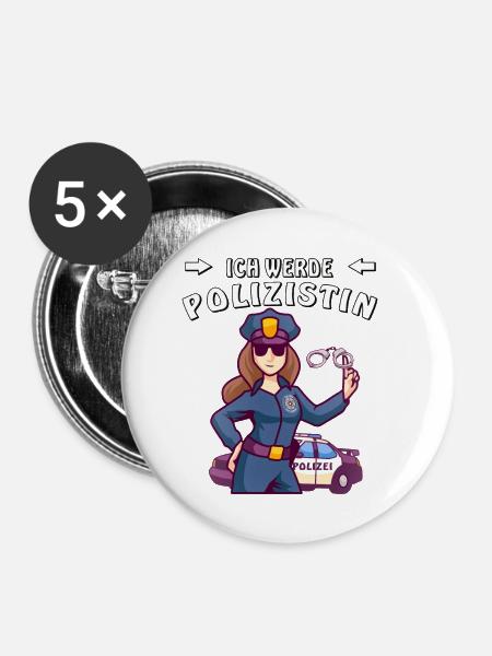 ICH WERDE POLIZISTIN - Buttons klein 25 mm (5er Pack) - Weiß