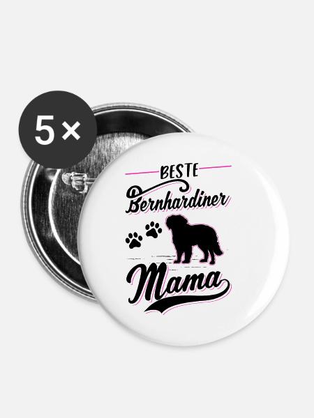 Beste Bernhardiner Mama - Buttons klein 25 mm (5er Pack) - Weiß
