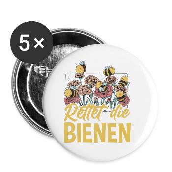 Rettet die Bienen Imker süßes Biene und Bienen - Buttons klein 25 mm (5er Pack) - Weiß - Vorne
