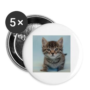 Drôle de chat - Lot de 5 petits badges (25 mm) - blanc - Devant