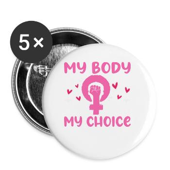 Feminismus Feministin Frauenrechte Gleichheit - Buttons klein 25 mm (5er Pack) - Weiß - Vorne