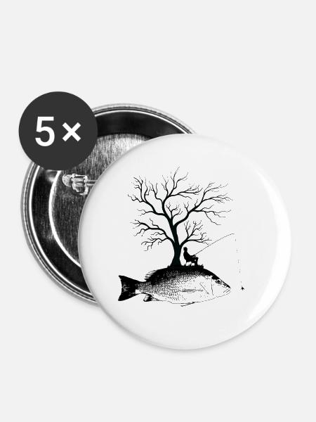 Grafikbaum - Fischschnapper - Buttons klein 25 mm (5er Pack) - Weiß
