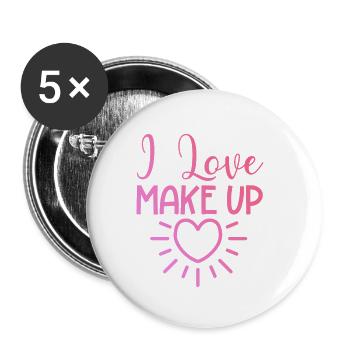 Ich liebe Make up - Buttons klein 25 mm (5er Pack) - Weiß - Vorne