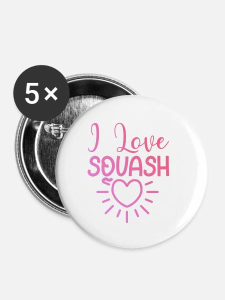 Ich liebe Squash - Buttons klein 25 mm (5er Pack) - Weiß