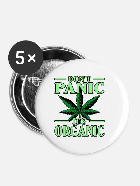 Cannabis - Buttons klein 25 mm (5er Pack) - Weiß