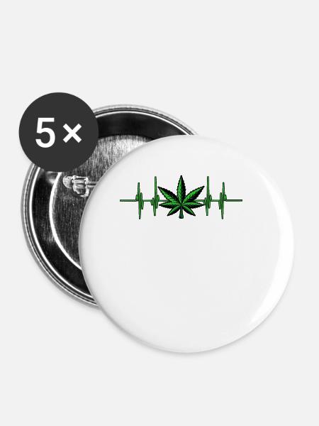 Cannabis - Buttons klein 25 mm (5er Pack) - Weiß