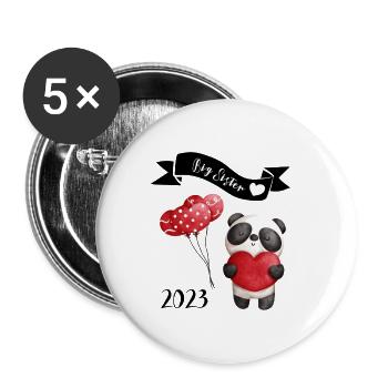 Grande Sœur - große Schwester - Lot de 5 petits badges (25 mm) - blanc - Devant