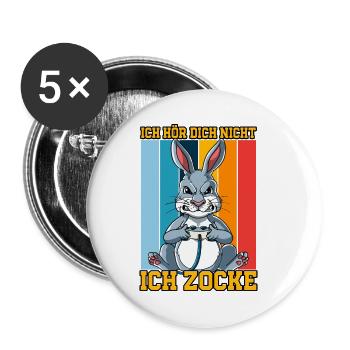 Zocken Gaming Ich Höre Dich Nicht Ich Zocke - Buttons klein 25 mm (5er Pack) - Weiß - Vorne