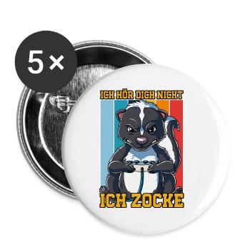 Zocken Gaming Ich Höre Dich Nicht Ich Zocke - Buttons klein 25 mm (5er Pack) - Weiß - Vorne
