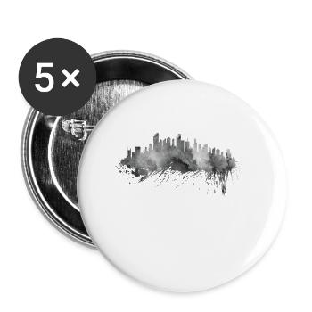 Skyline Building City Silhouette Contour - Lot de 5 petits badges (25 mm) - blanc - Devant