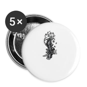 Samurai I Japanese Tattoo Manga Anime Mask for - Buttons small 1''/25 mm (5-pack) - white - Front