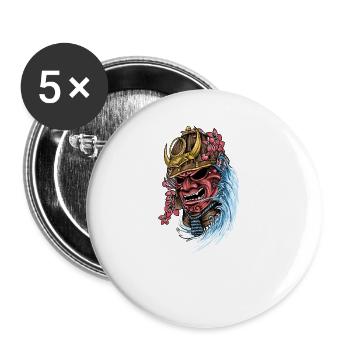 Samurai Mask I Japanese Tattoo Manga Anime pour - Lot de 5 petits badges (25 mm) - blanc - Devant