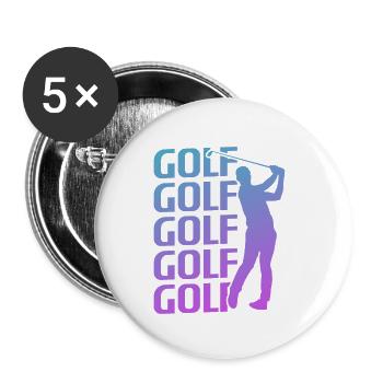 Retro Vintage Classic Golf Golfing Golfer - Buttons klein 25 mm (5er Pack) - Weiß - Vorne