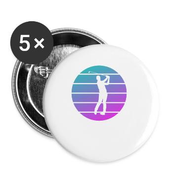 Retro Vintage Classic Golf Golfing Golfer - Buttons klein 25 mm (5er Pack) - Weiß - Vorne