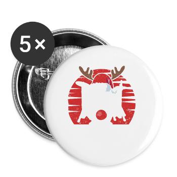 Batterie Noël Pyjama Instrument de musique - Lot de 5 petits badges (25 mm) - blanc - Devant