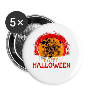Happy Halloween - Buttons klein 25 mm (5er Pack) - Weiß - Vorne