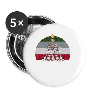 Français Bulldog Arbre de Noël Frenchie Chien - Lot de 5 petits badges (25 mm) - blanc - Devant