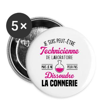 Je suis peut être technicienne de laboratoire - Lot de 5 petits badges (25 mm) - blanc - Devant