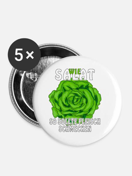 WIE SALAT - Buttons klein 25 mm (5er Pack) - Weiß