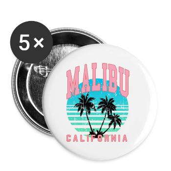 malibu palmen California - Buttons klein 25 mm (5er Pack) - Weiß - Vorne