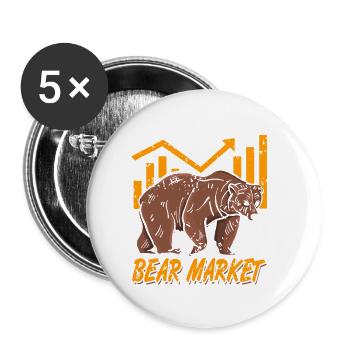 Retro Cool Bear Market Stock Crypto Investor - Buttons small 1''/25 mm (5-pack) - white - Front