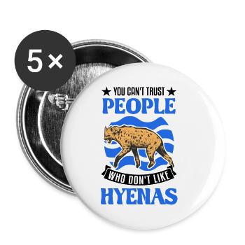 Hyena Gift Earth Wolf Hyena - Buttons small 1''/25 mm (5-pack) - white - Front