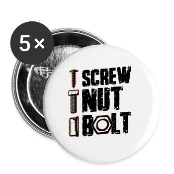 Mécanicien de boulon d’écrou à vis - Lot de 5 petits badges (25 mm) - blanc - Devant