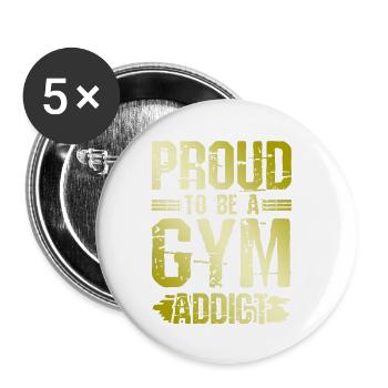 gymnase fitness - Lot de 5 petits badges (25 mm) - blanc - Devant