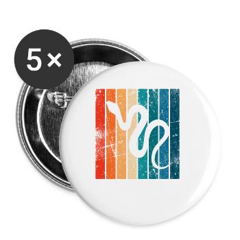 Snake Retro Reptile Python Gift idea - Buttons small 1''/25 mm (5-pack) - white - Front