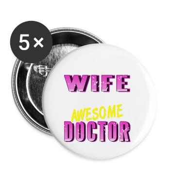 Fière ÉPOUSE d’un docteur cool rétro effrayant - Lot de 5 petits badges (25 mm) - blanc - Devant