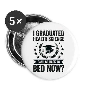 I graduated in Health Science - Buttons small 1''/25 mm (5-pack) - white - Front