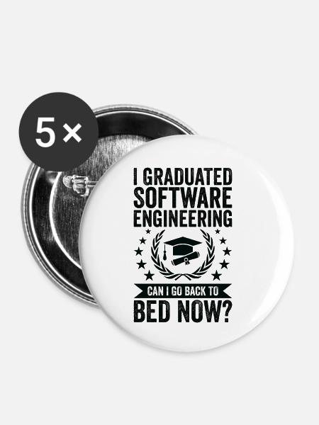 Ich Habe Software Engineering Abgeschlossen - Buttons klein 25 mm (5er Pack) - Weiß