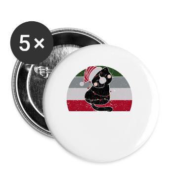 Black Cat Santa Claus Tangled Up In Merry Christma - Buttons small 1''/25 mm (5-pack) - white - Front