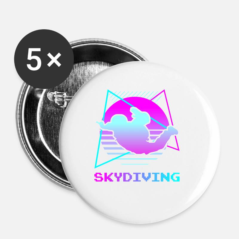 Retro Vintage Classic Skydiving Skydiver - Buttons small 1''/25 mm (5-pack) - white