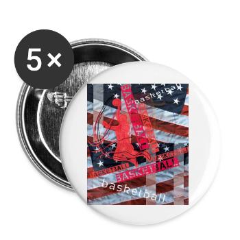 basket-ball - Lot de 5 petits badges (25 mm) - blanc - Devant